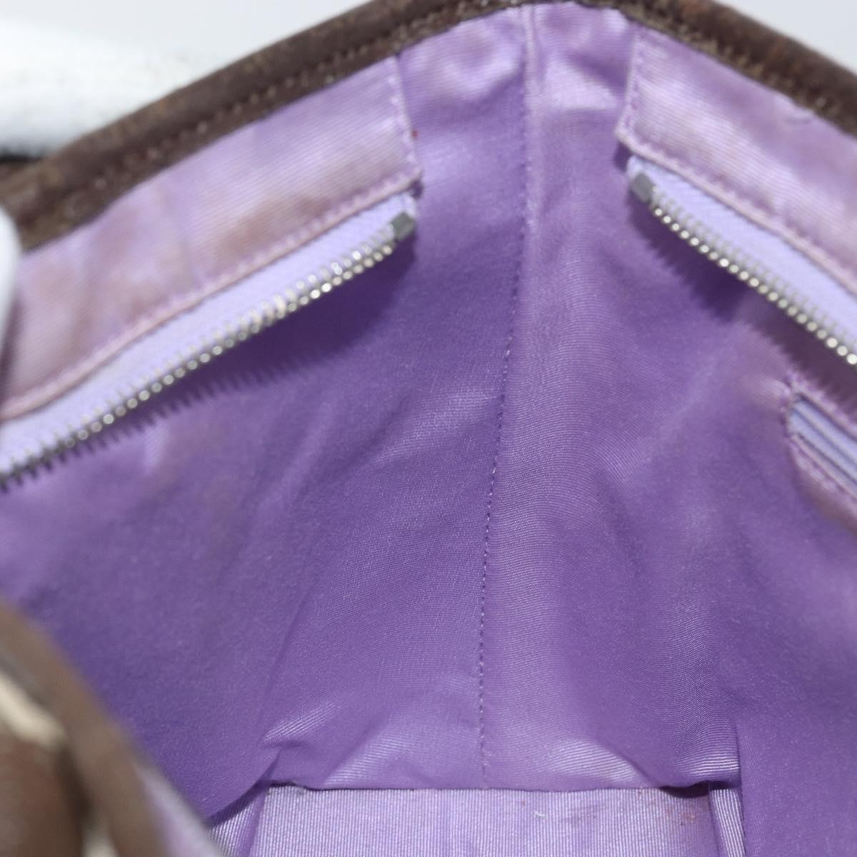 BVLGARI Logo Mania Hand Bag Canvas Beige Silver Auth BA6603