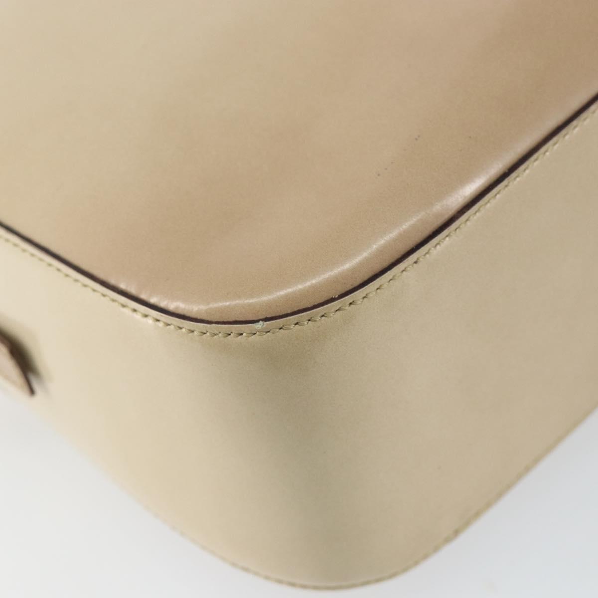 PRADA Hand Bag Patent leather Beige Silver Auth BA6605