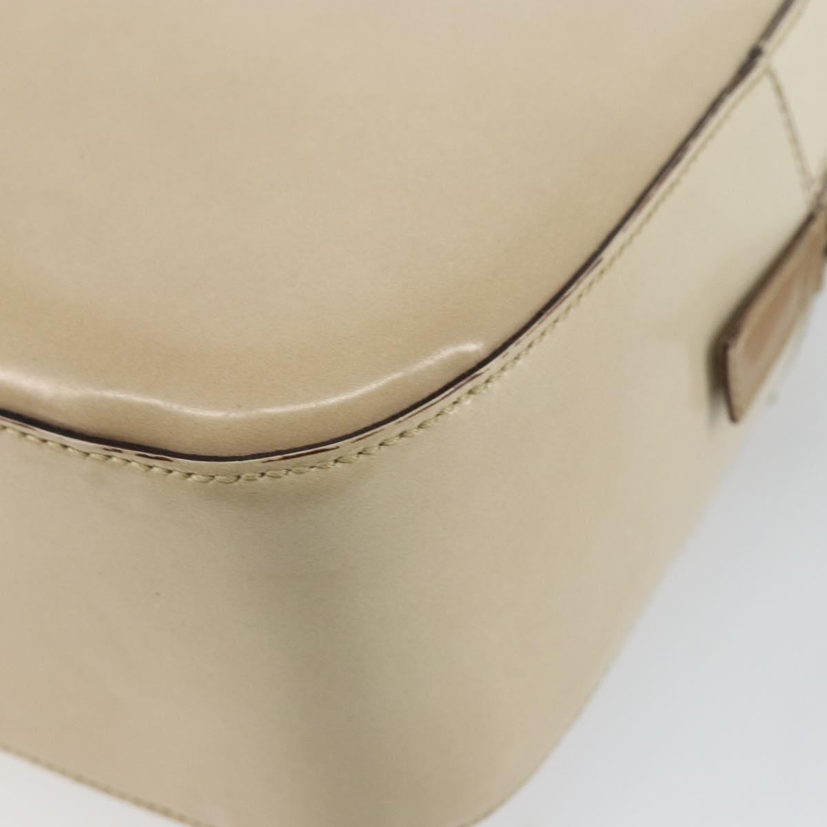 PRADA Hand Bag Patent leather Beige Silver Auth BA6605