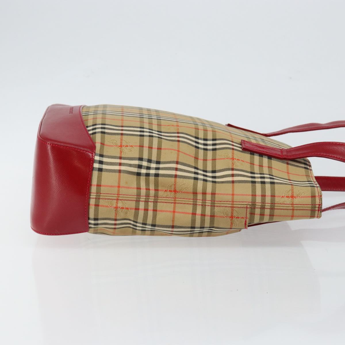 BURBERRY Nova Check Tote Bag Canvas Beige Gold Auth BA6606