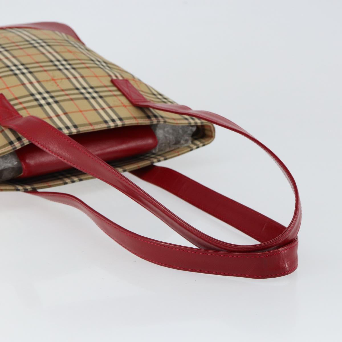 BURBERRY Nova Check Tote Bag Canvas Beige Gold Auth BA6606