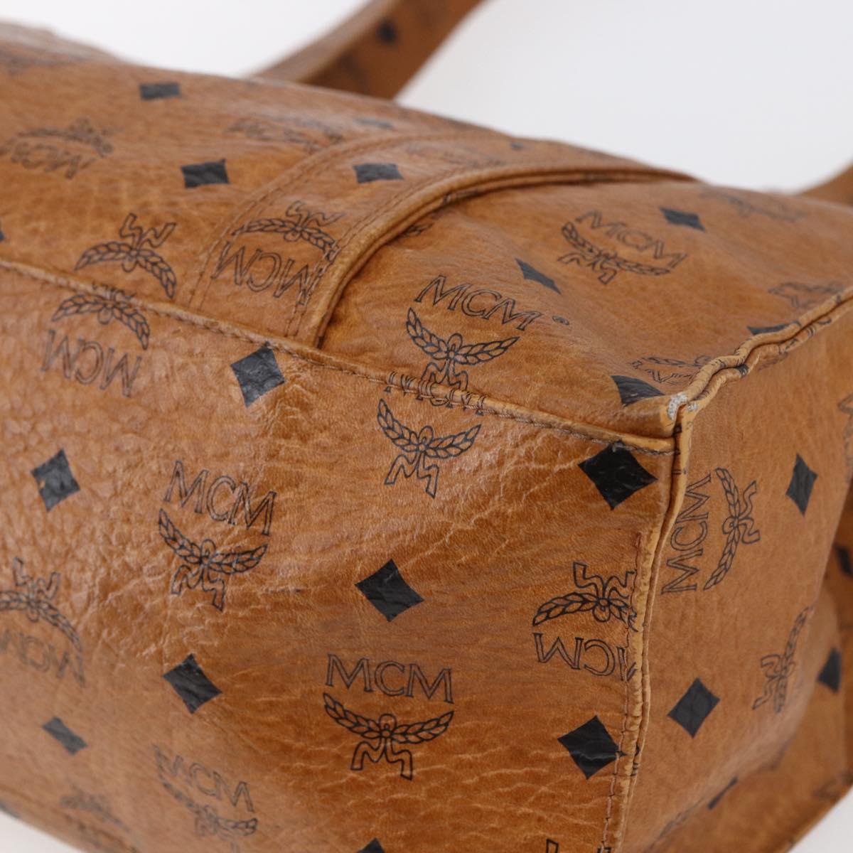 MCM Logogram Vicetos Tote Bag PVC Leather Brown Gold Auth BA6608