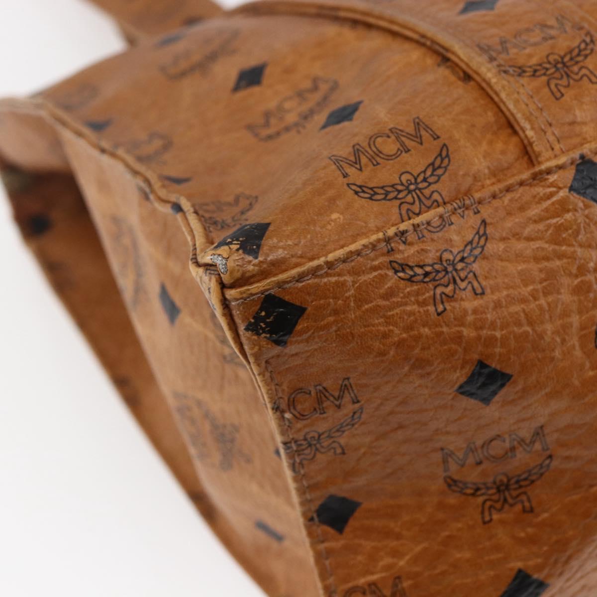 MCM Logogram Vicetos Tote Bag PVC Leather Brown Gold Auth BA6608