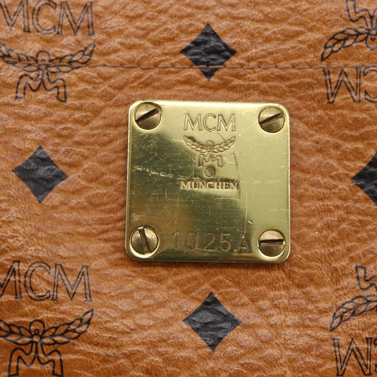 MCM Logogram Vicetos Tote Bag PVC Leather Brown Gold Auth BA6608