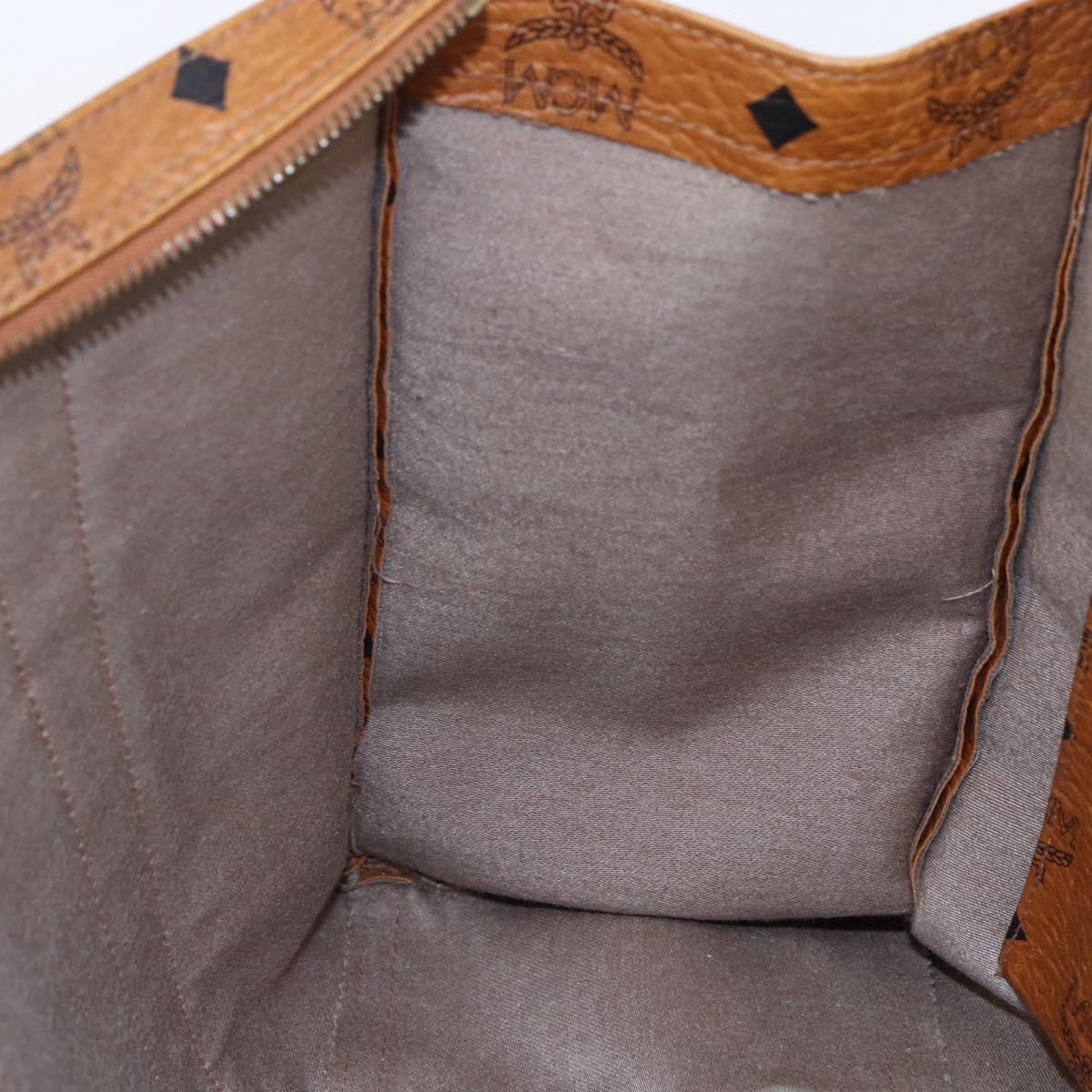 MCM Logogram Vicetos Tote Bag PVC Leather Brown Gold Auth BA6608