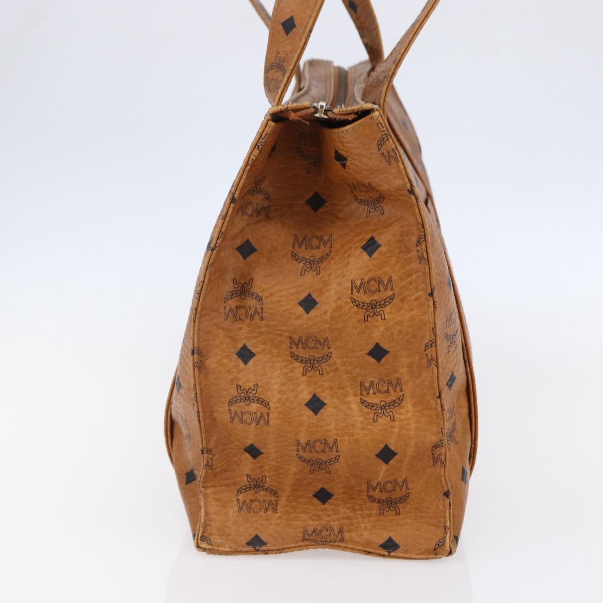 MCM Logogram Vicetos Tote Bag PVC Leather Brown Gold Auth BA6608