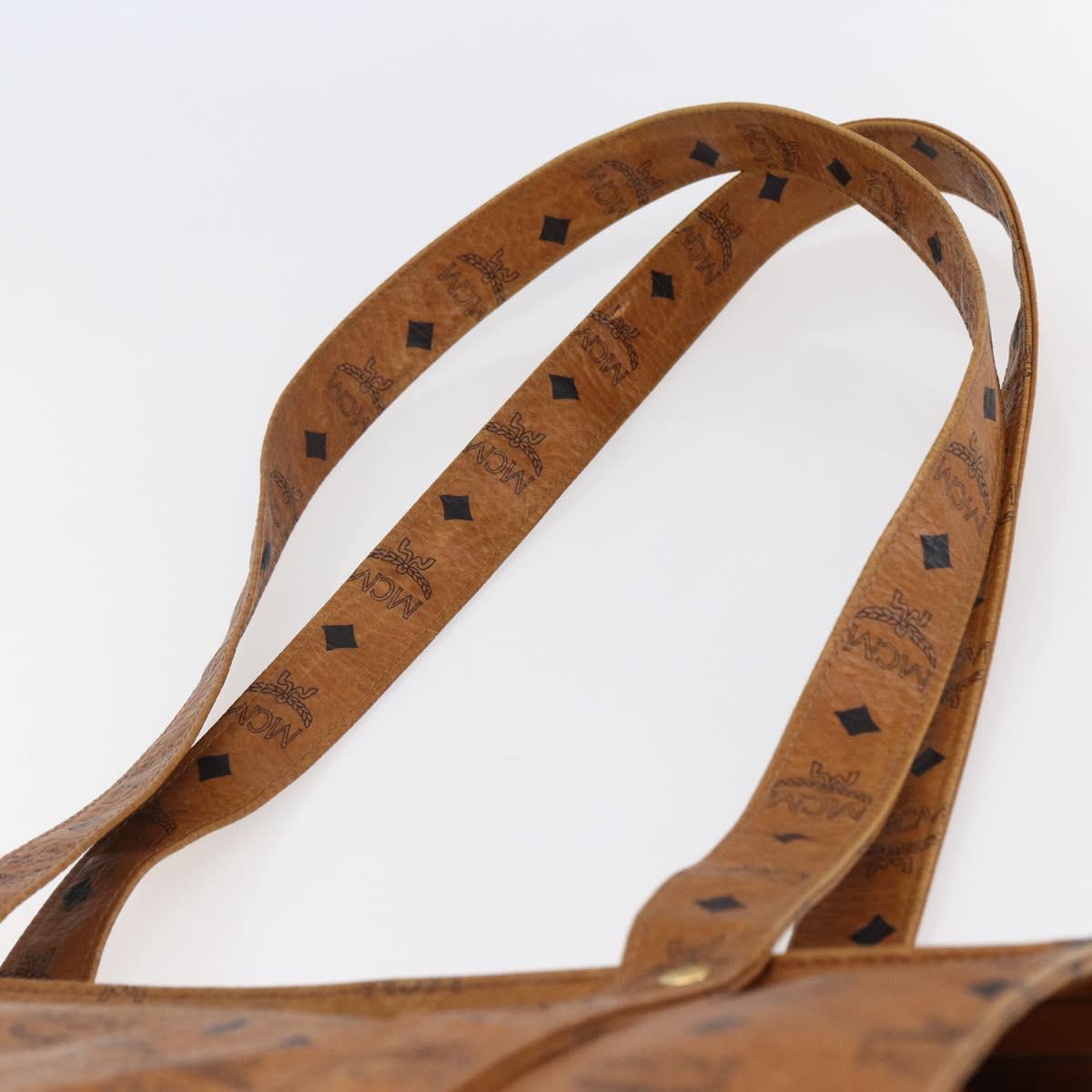 MCM Logogram Vicetos Tote Bag PVC Leather Brown Gold Auth BA6608