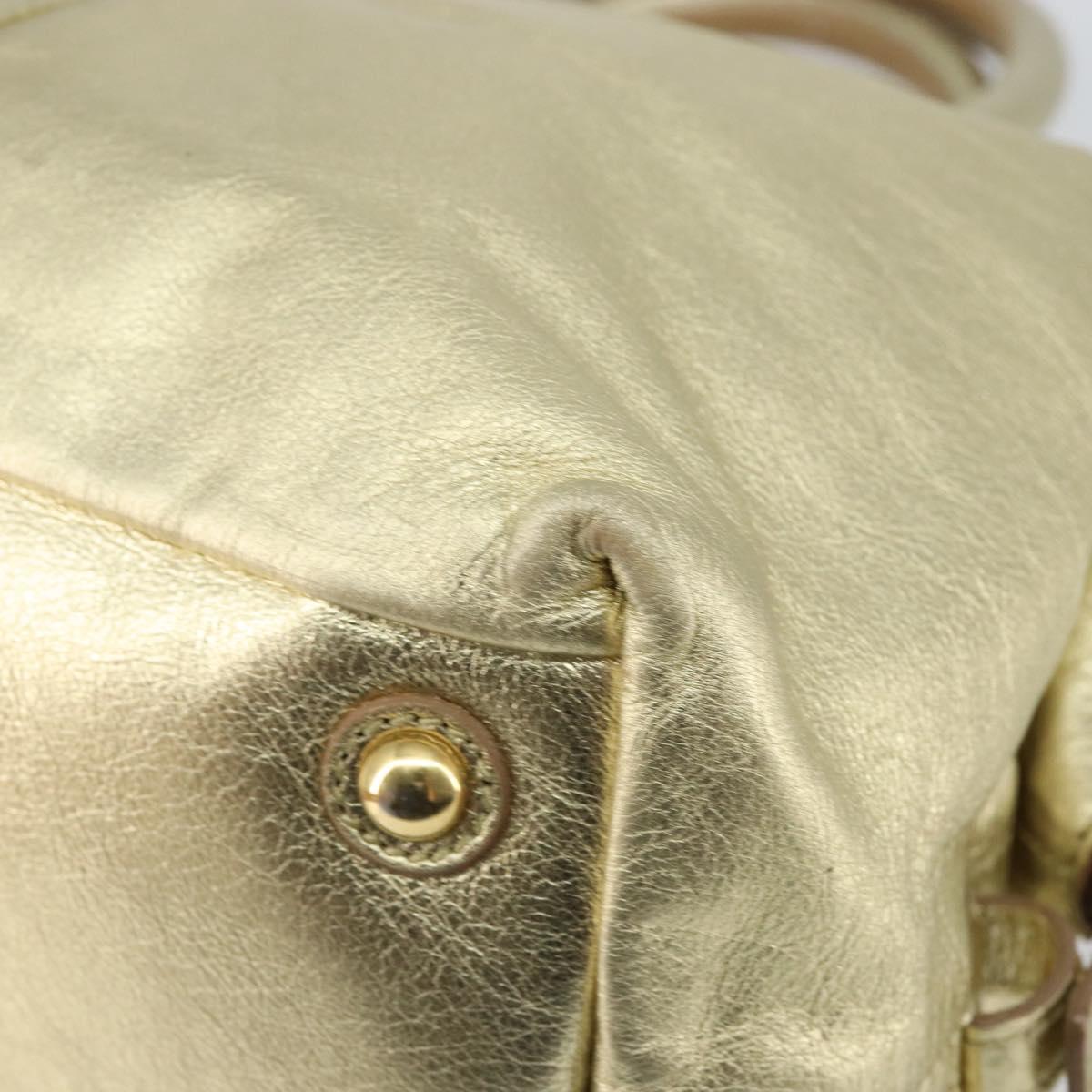 SAINT LAURENT Easy Mini Boston Bag Leather Gold Auth BA6609