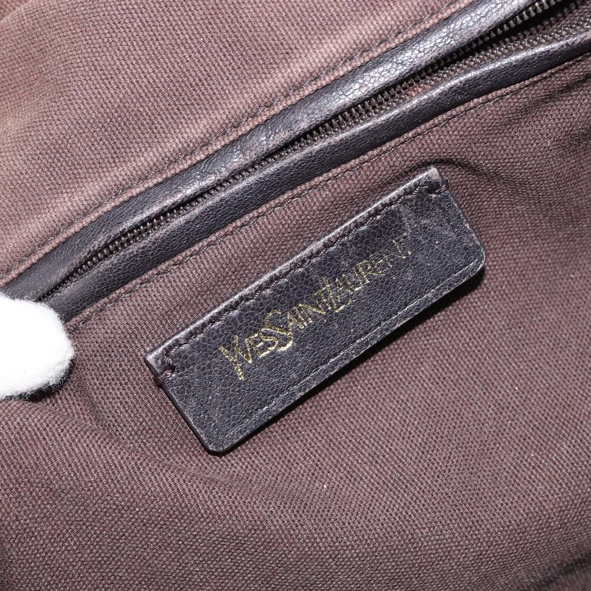 SAINT LAURENT Easy Mini Boston Bag Leather Gold Auth BA6609