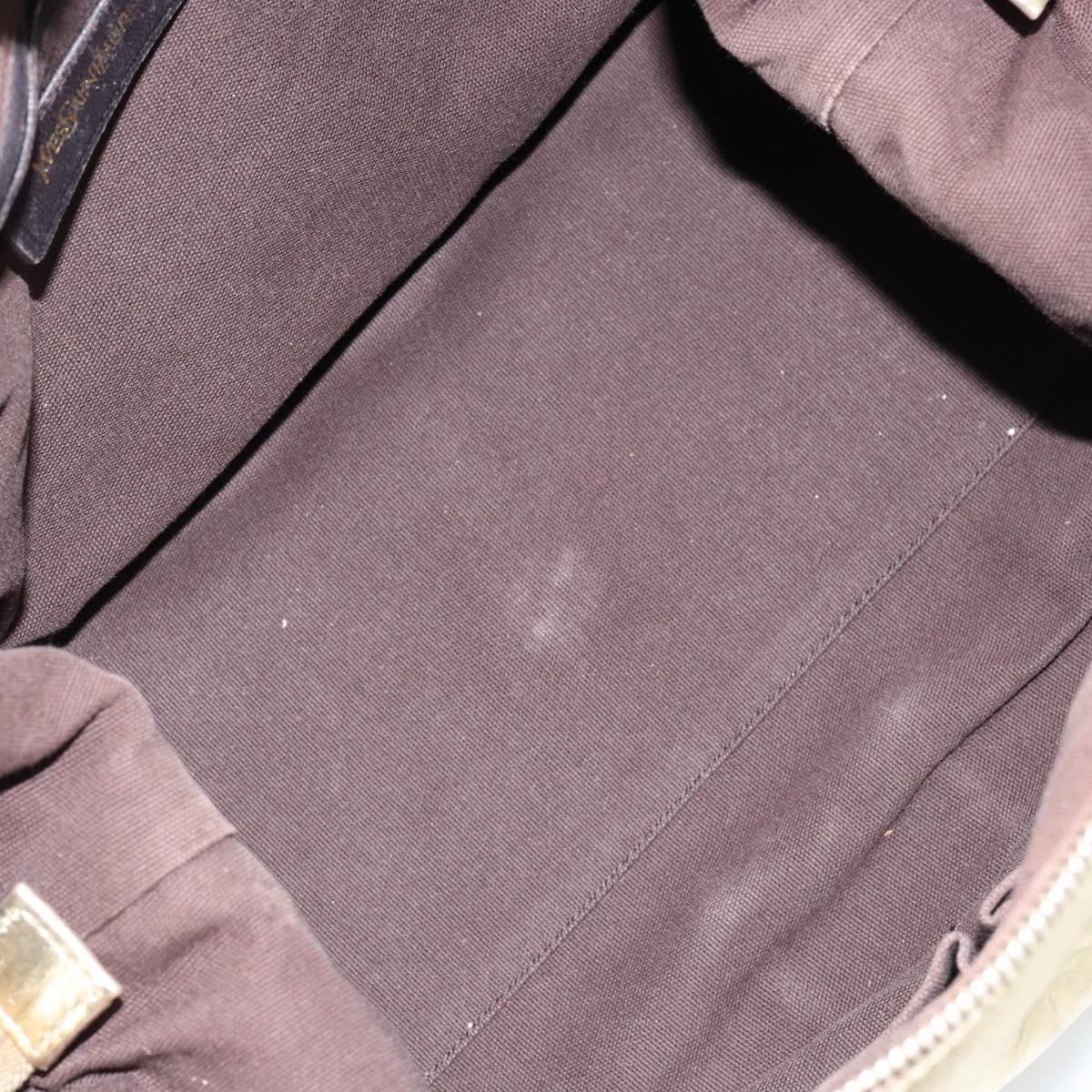 SAINT LAURENT Easy Mini Boston Bag Leather Gold Auth BA6609