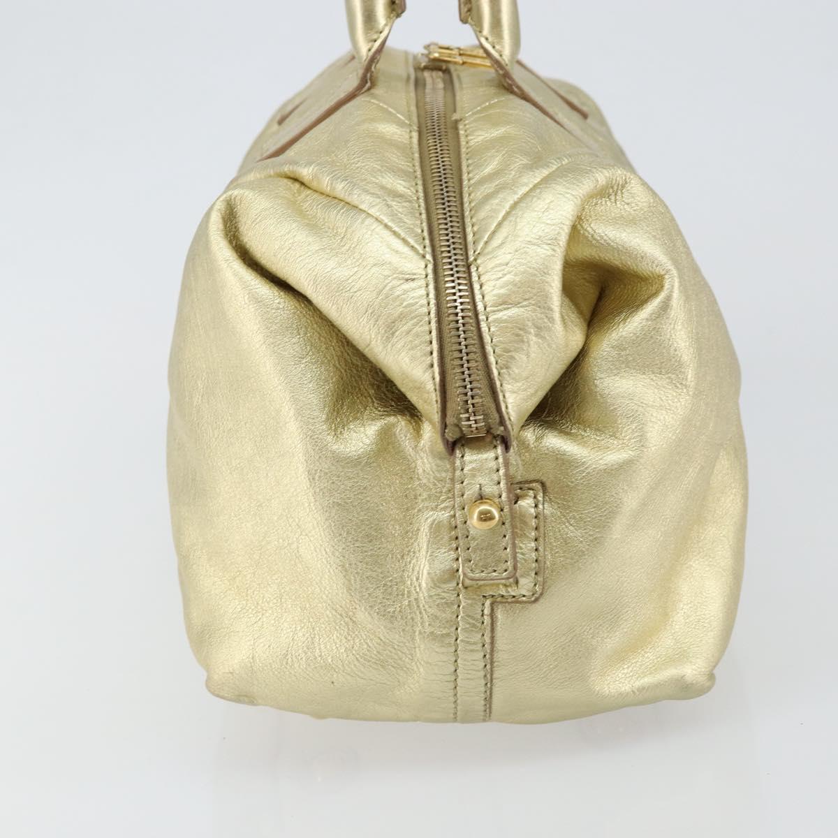 SAINT LAURENT Easy Mini Boston Bag Leather Gold Auth BA6609
