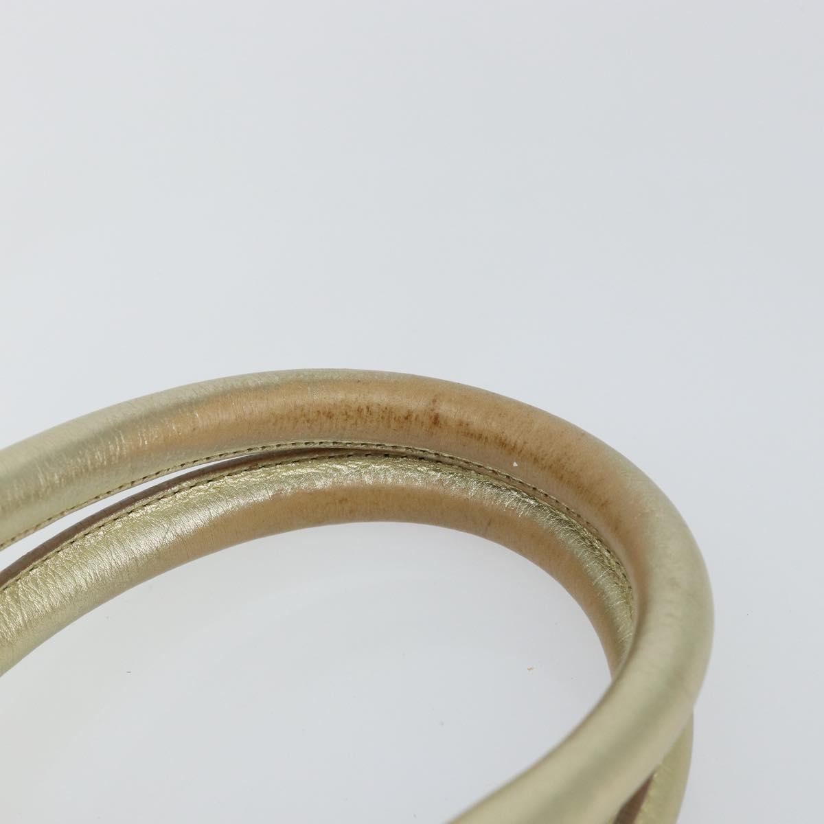 SAINT LAURENT Easy Mini Boston Bag Leather Gold Auth BA6609