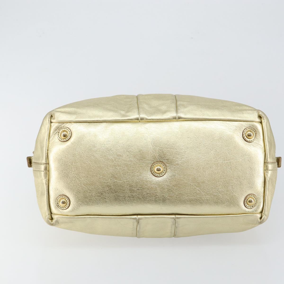 SAINT LAURENT Easy Mini Boston Bag Leather Gold Auth BA6609