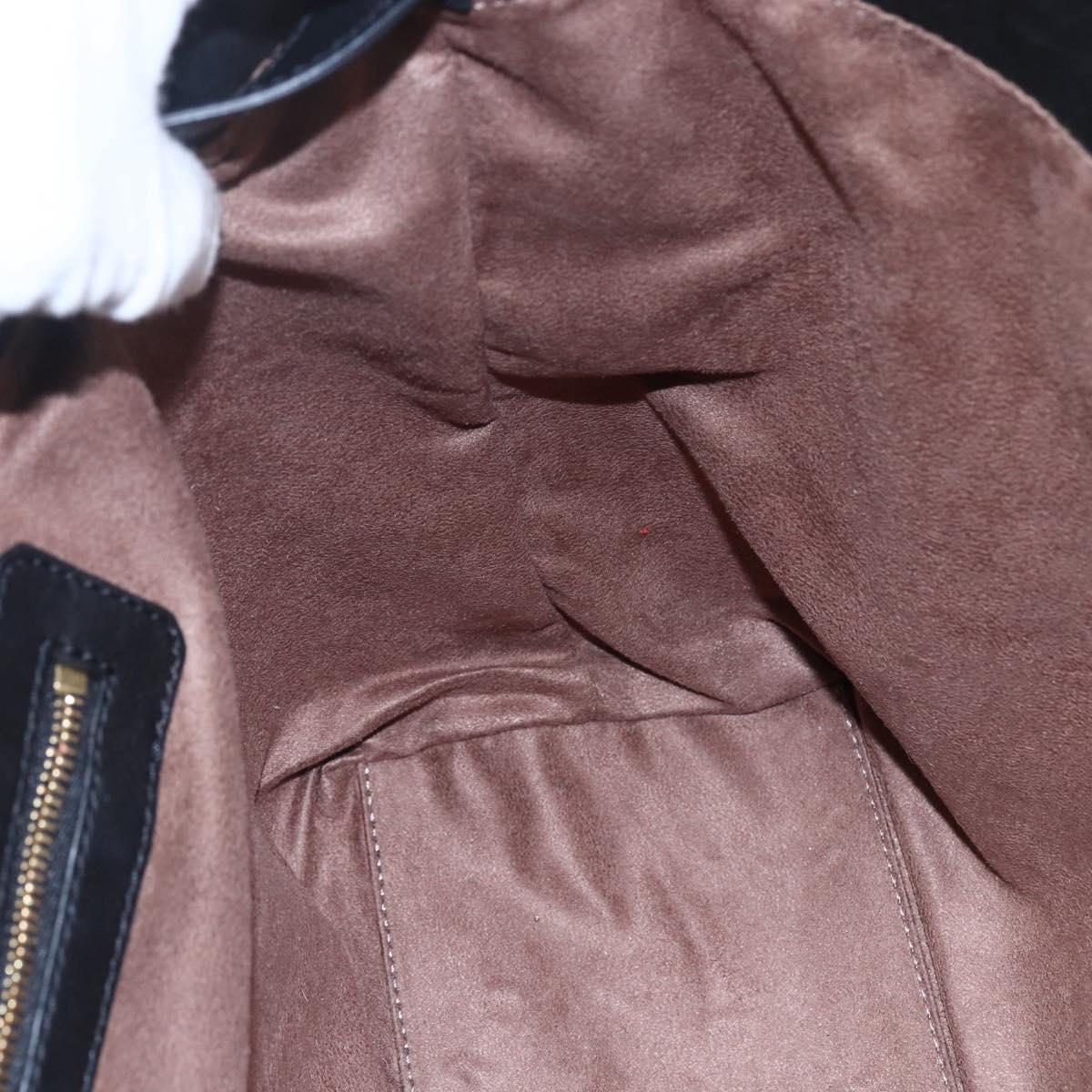 Jimmy Choo Star Studs Shoulder Bag Leather Black Silver Auth BA6610