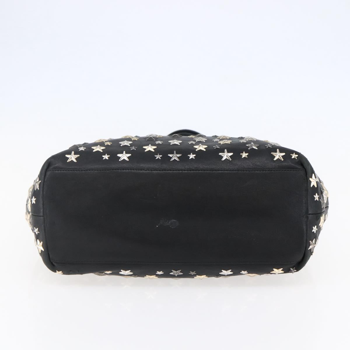 Jimmy Choo Star Studs Shoulder Bag Leather Black Silver Auth BA6610
