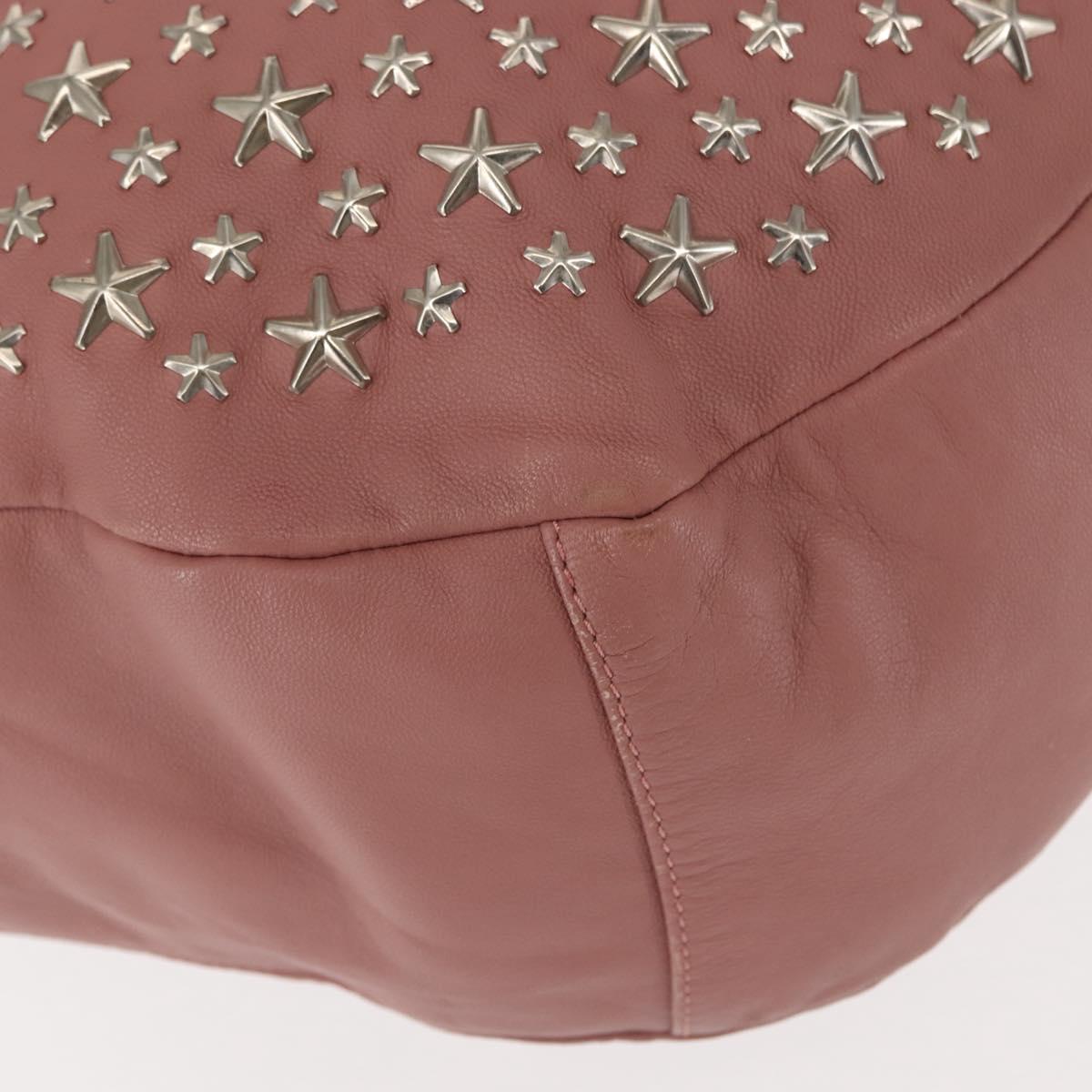 Jimmy Choo Star Studs Shoulder Bag Leather Pink Silver Auth BA6611