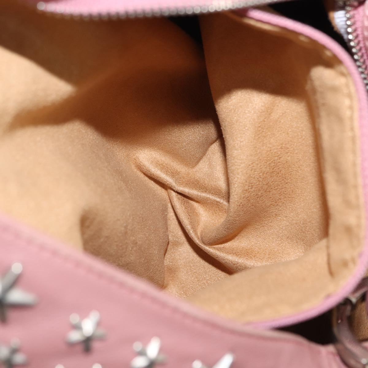 Jimmy Choo Star Studs Shoulder Bag Leather Pink Silver Auth BA6611