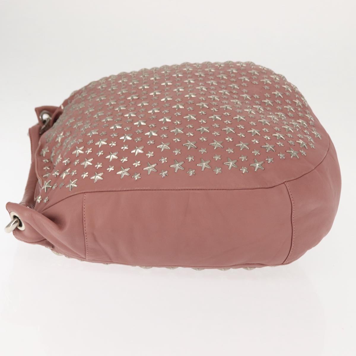Jimmy Choo Star Studs Shoulder Bag Leather Pink Silver Auth BA6611