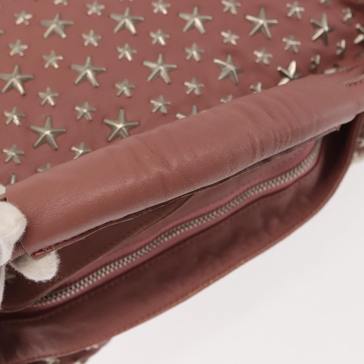 Jimmy Choo Star Studs Shoulder Bag Leather Pink Silver Auth BA6611