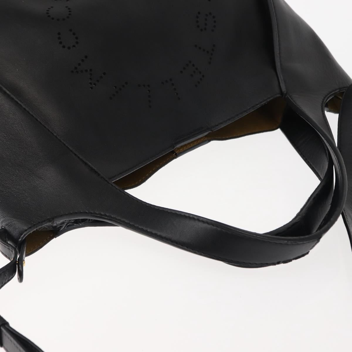 Stella MacCartney Stella logo Tote Bag polyester Black Gold Auth BA6613