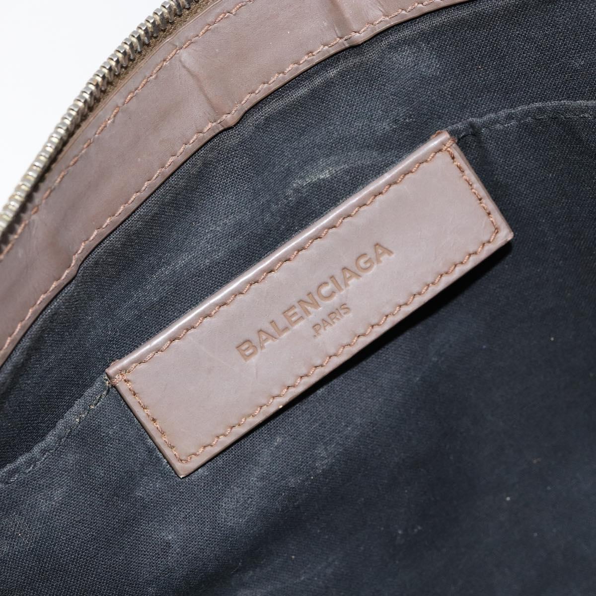 BALENCIAGA Navy Clip M Pouch Canvas Leather Black Silver Auth BA6615
