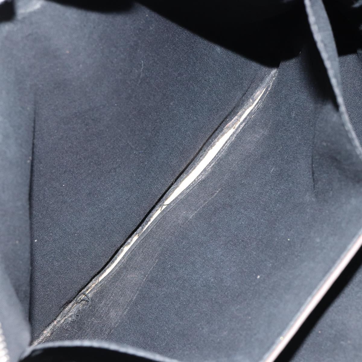 BALENCIAGA Navy Clip M Pouch Canvas Leather Black Silver Auth BA6615