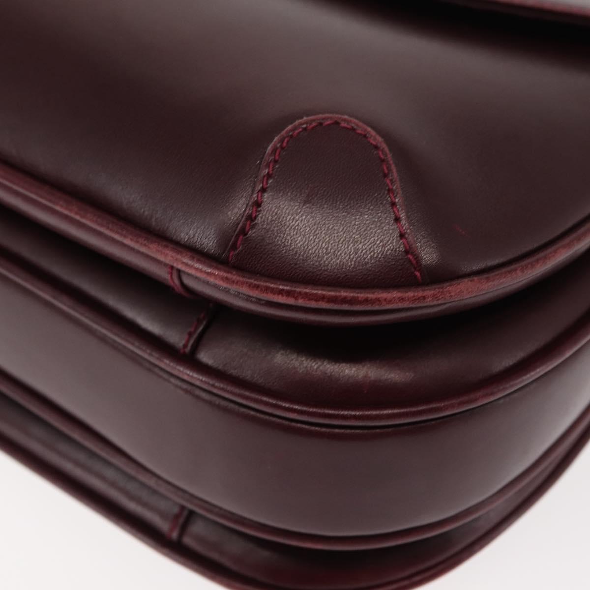 BALLY Shoulder Bag Leather Bordeaux Gold Auth BA6623