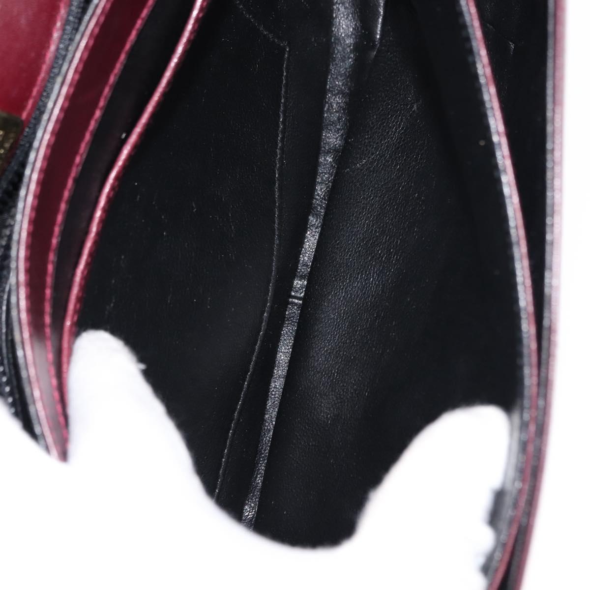 BALLY Shoulder Bag Leather Bordeaux Gold Auth BA6623