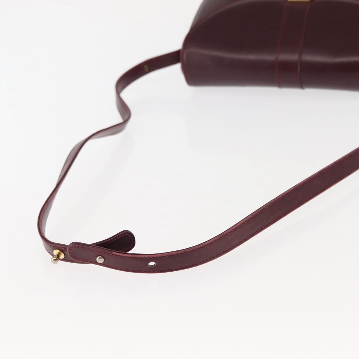 BALLY Shoulder Bag Leather Bordeaux Gold Auth BA6623