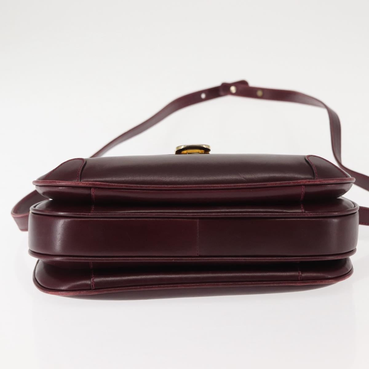 BALLY Shoulder Bag Leather Bordeaux Gold Auth BA6623