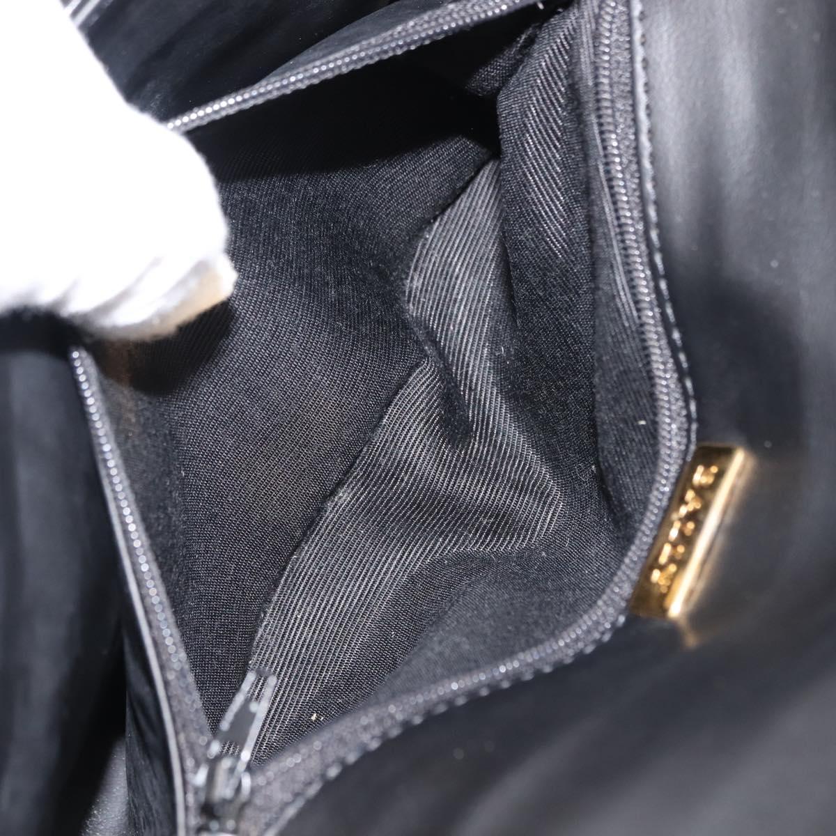 BALLY Chain Shoulder Bag Leather Black Gold Auth BA6624