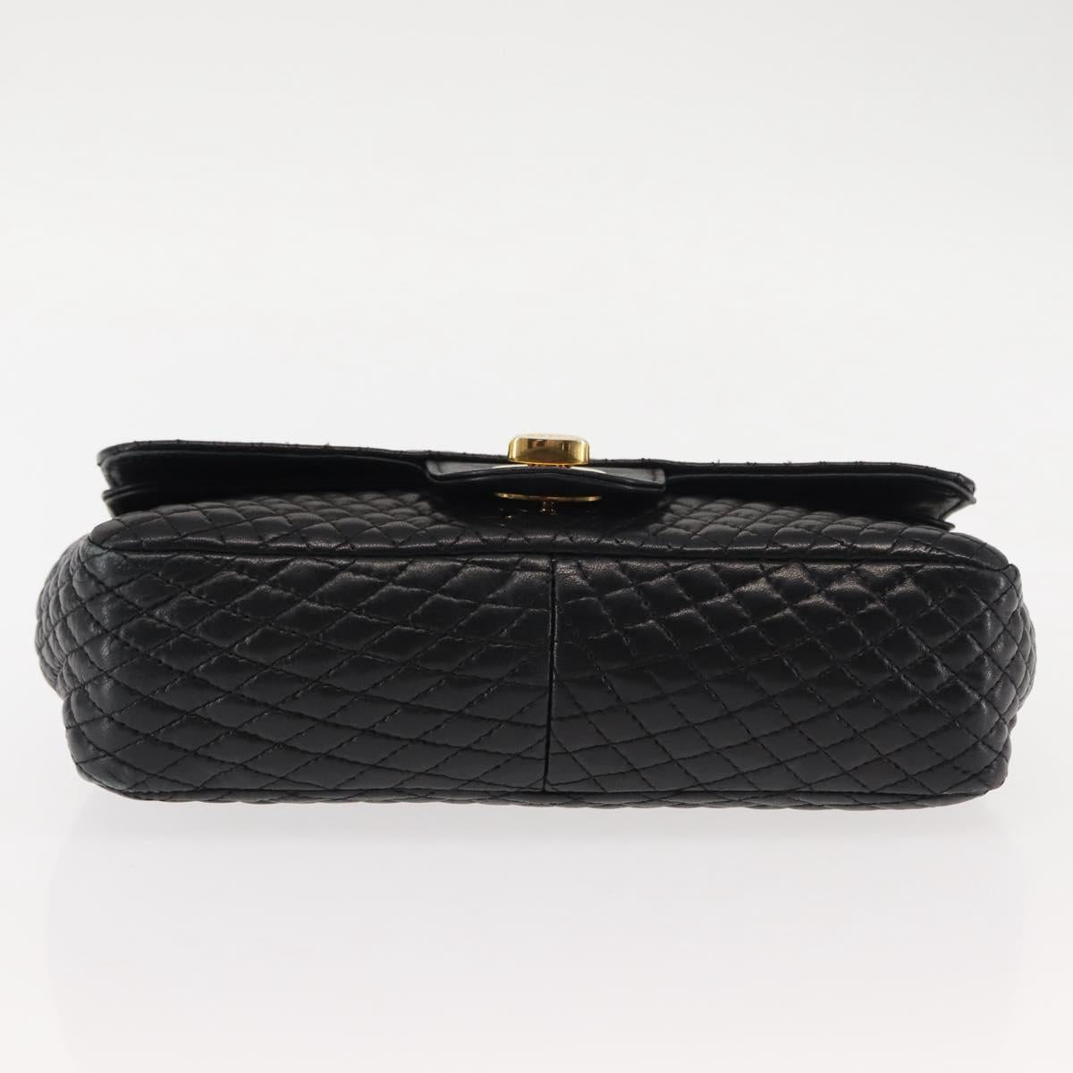 BALLY Chain Shoulder Bag Leather Black Gold Auth BA6624