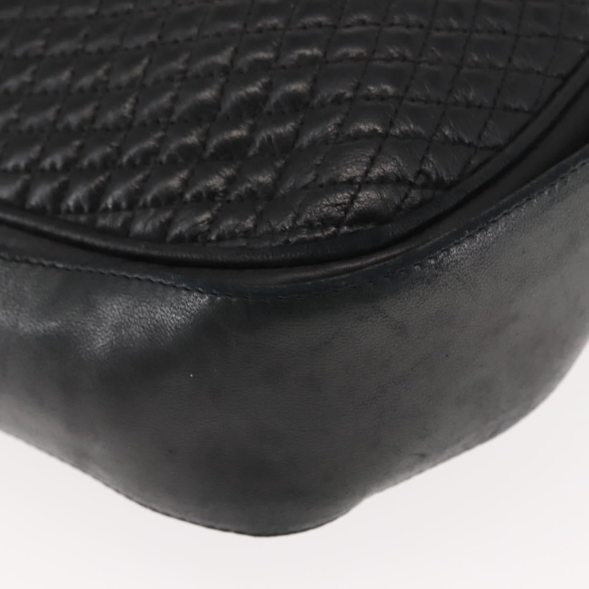 BALLY Shoulder Bag Leather Black Gold Auth BA6625