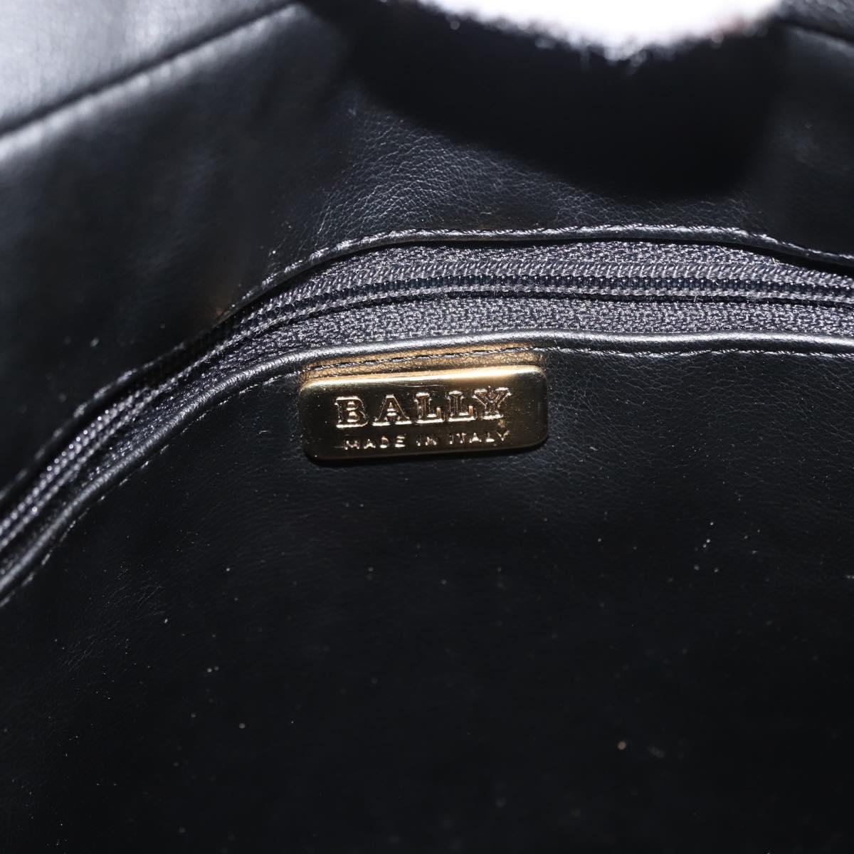 BALLY Shoulder Bag Leather Black Gold Auth BA6625