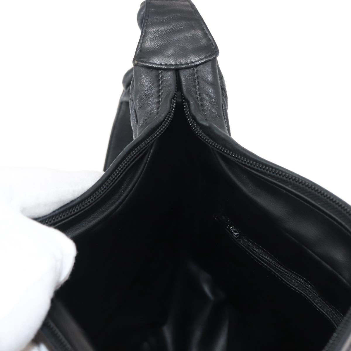 BALLY Shoulder Bag Leather Black Gold Auth BA6625