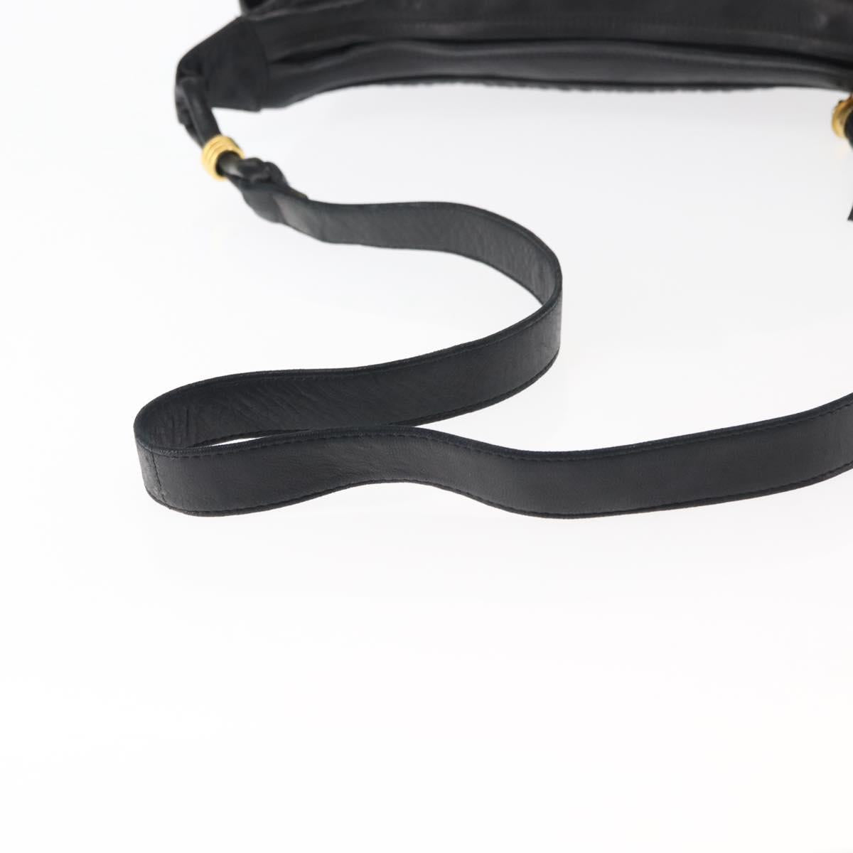 BALLY Shoulder Bag Leather Black Gold Auth BA6625