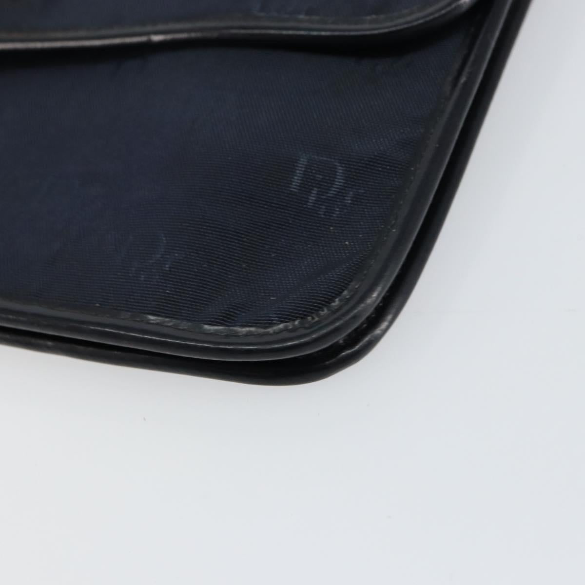 Christian Dior Shoulder Bag Nylon Navy Gold Auth BA6626