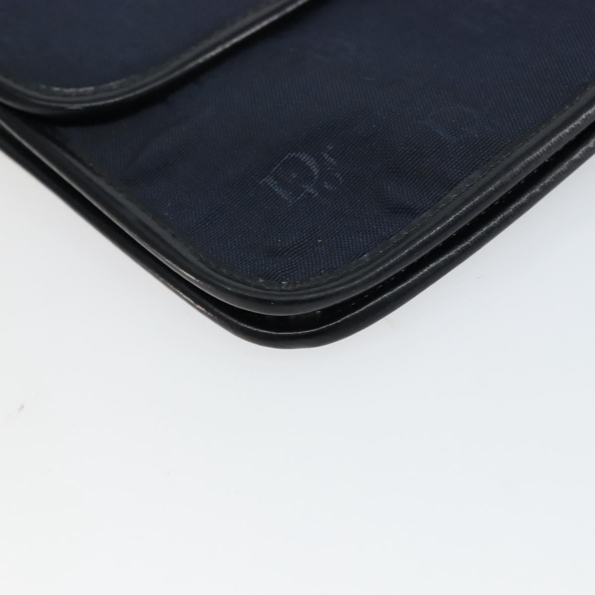 Christian Dior Shoulder Bag Nylon Navy Gold Auth BA6626