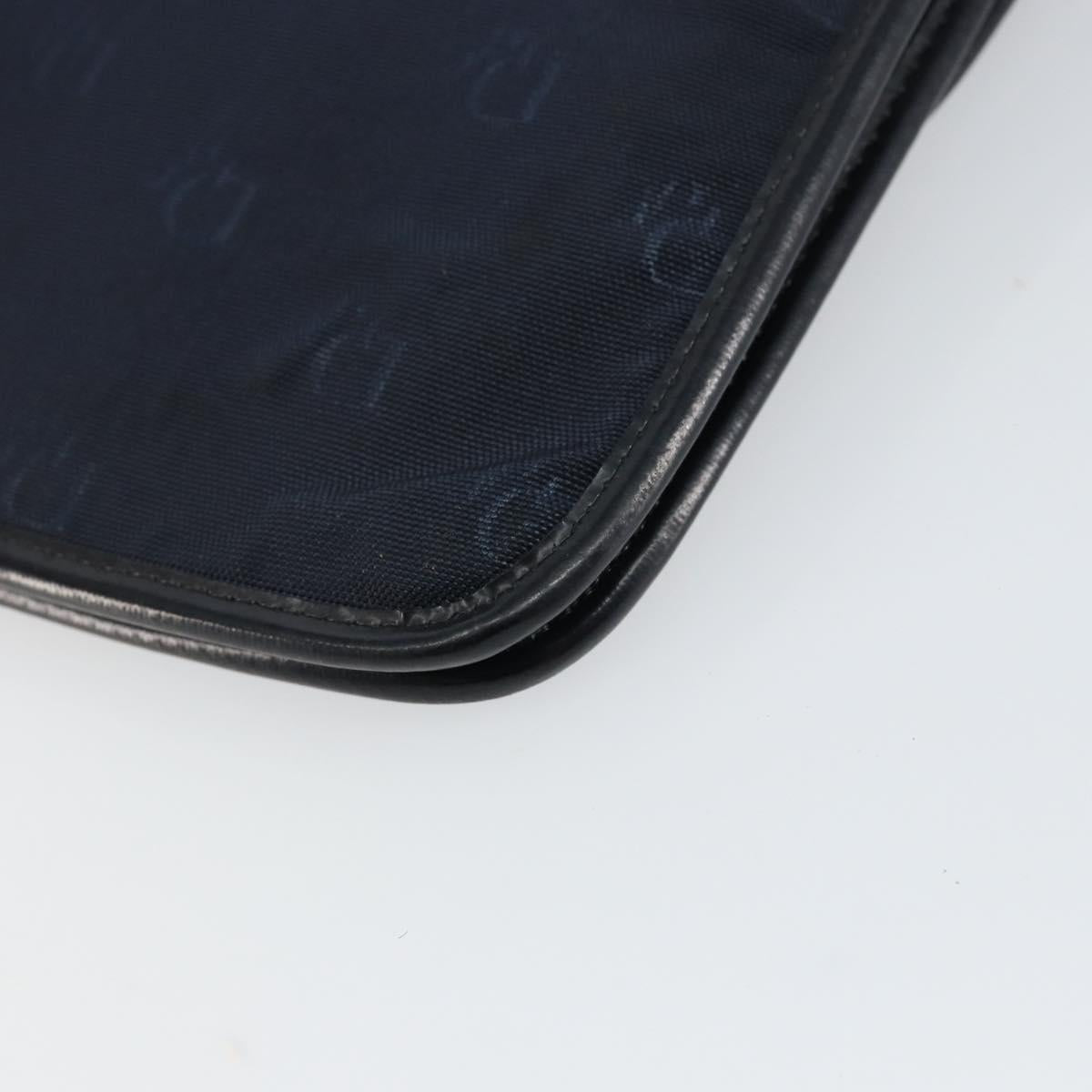 Christian Dior Shoulder Bag Nylon Navy Gold Auth BA6626