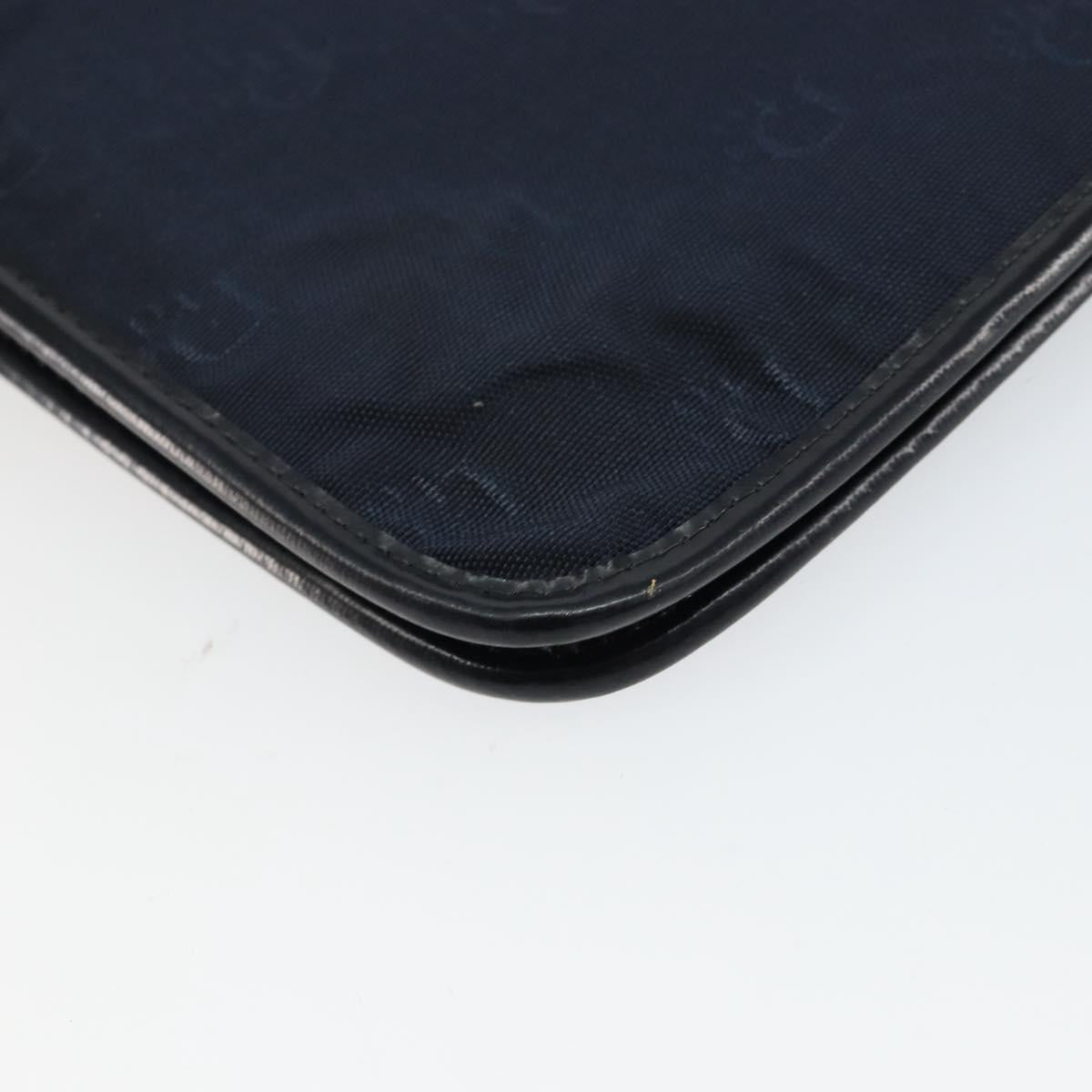 Christian Dior Shoulder Bag Nylon Navy Gold Auth BA6626