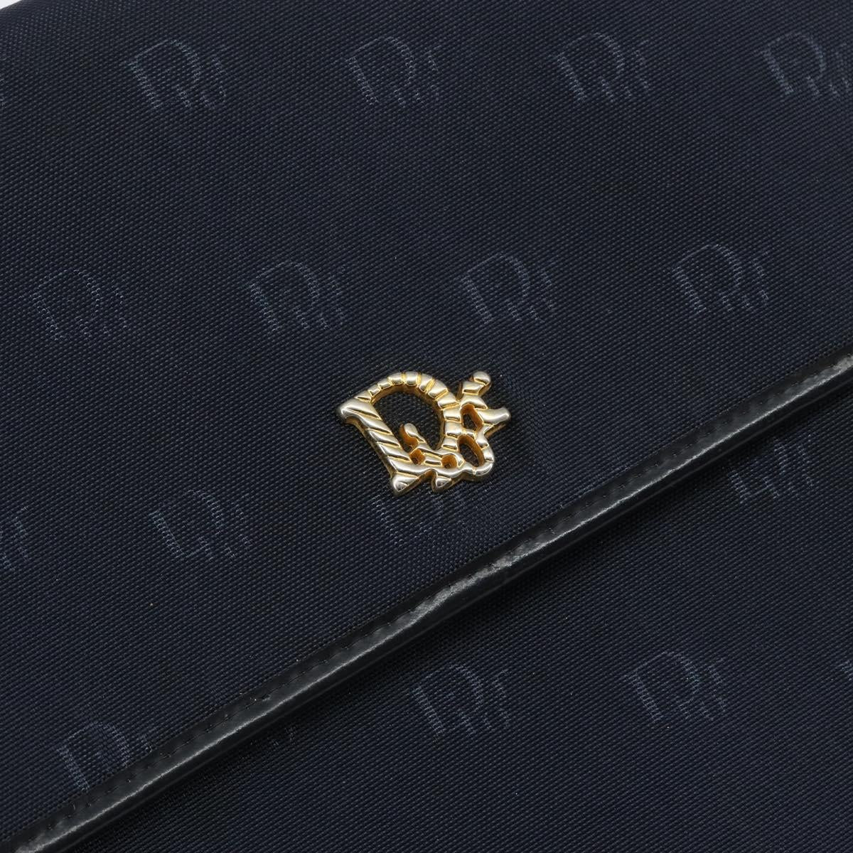 Christian Dior Shoulder Bag Nylon Navy Gold Auth BA6626