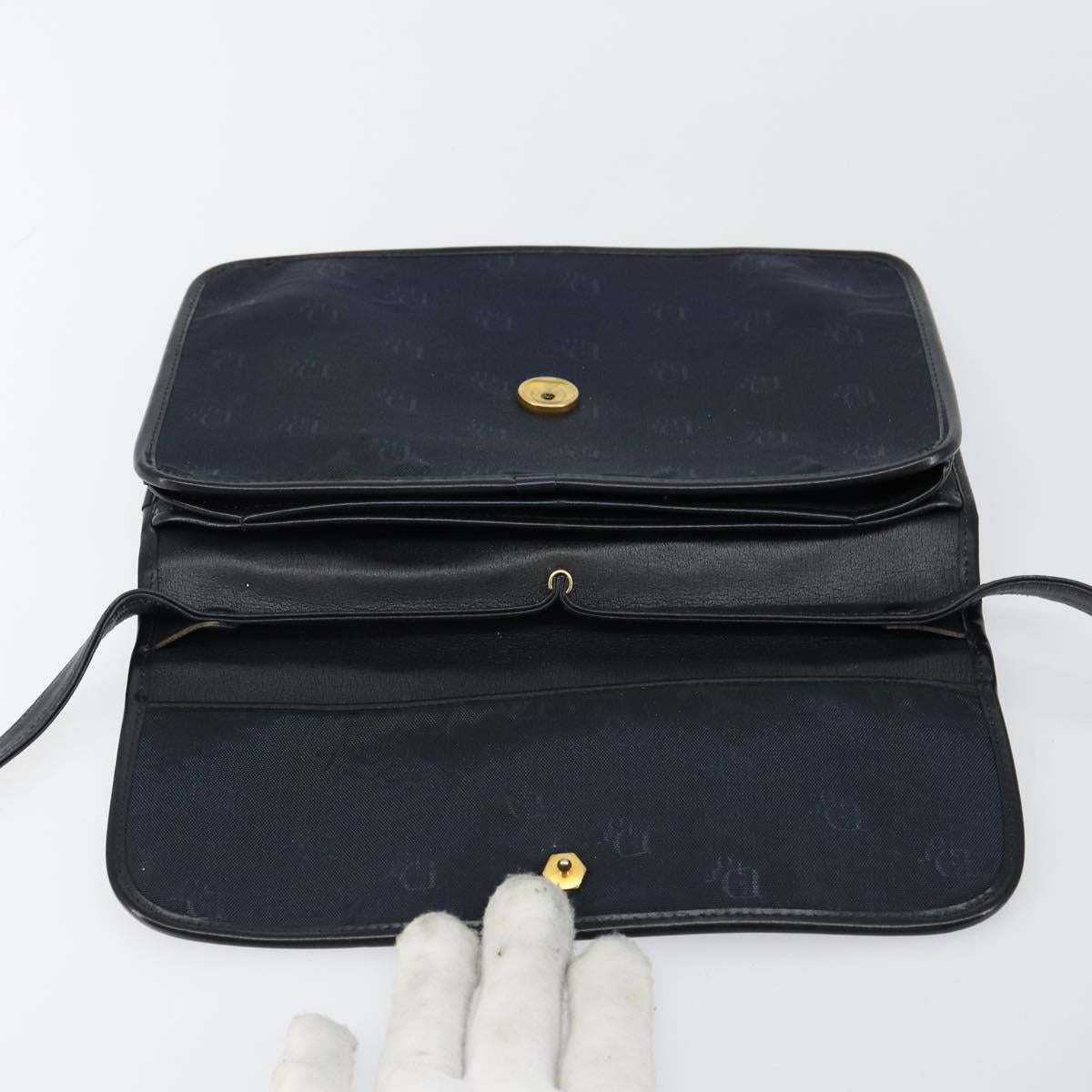 Christian Dior Shoulder Bag Nylon Navy Gold Auth BA6626