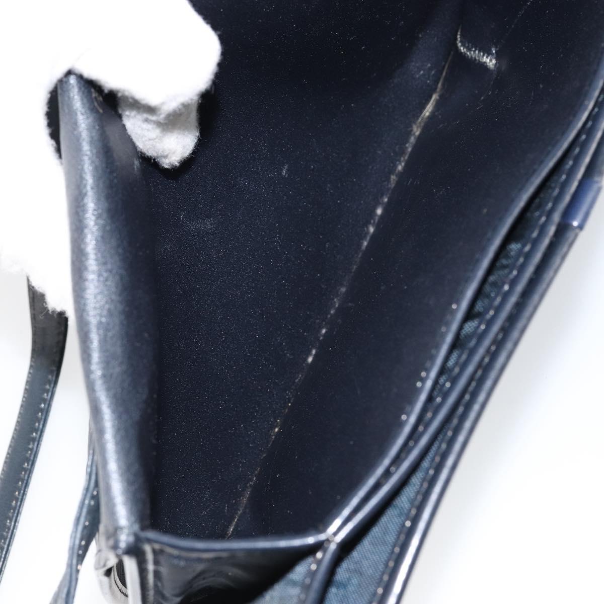 Christian Dior Shoulder Bag Nylon Navy Gold Auth BA6626