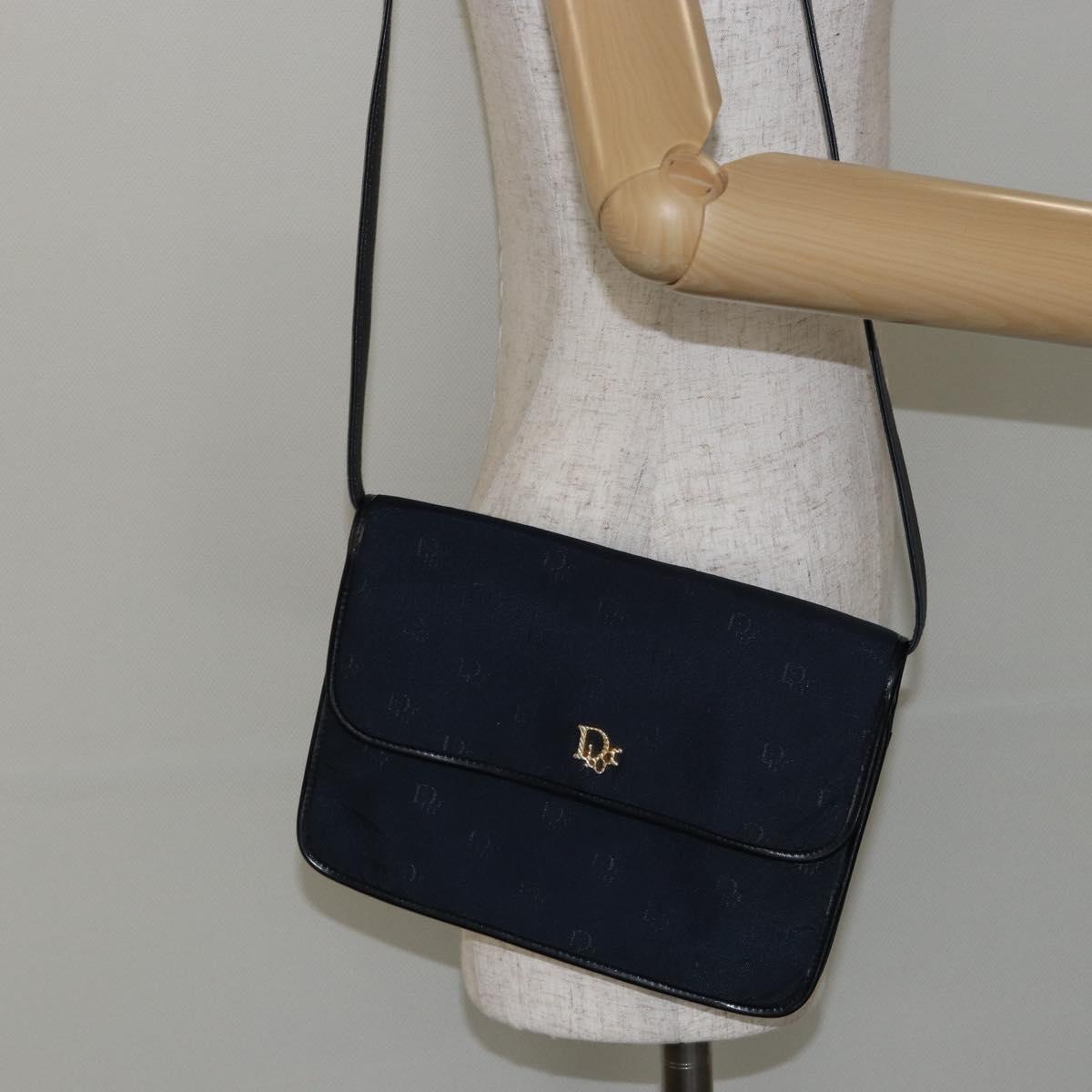 Christian Dior Shoulder Bag Nylon Navy Gold Auth BA6626