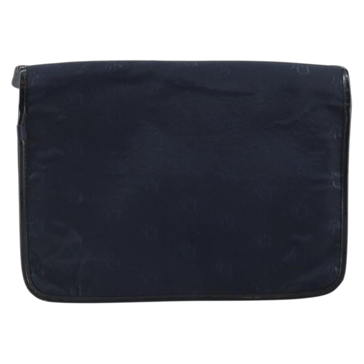 Christian Dior Shoulder Bag Nylon Navy Gold Auth BA6626