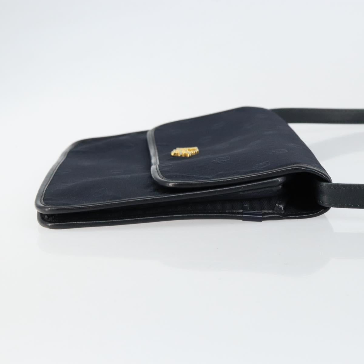 Christian Dior Shoulder Bag Nylon Navy Gold Auth BA6626
