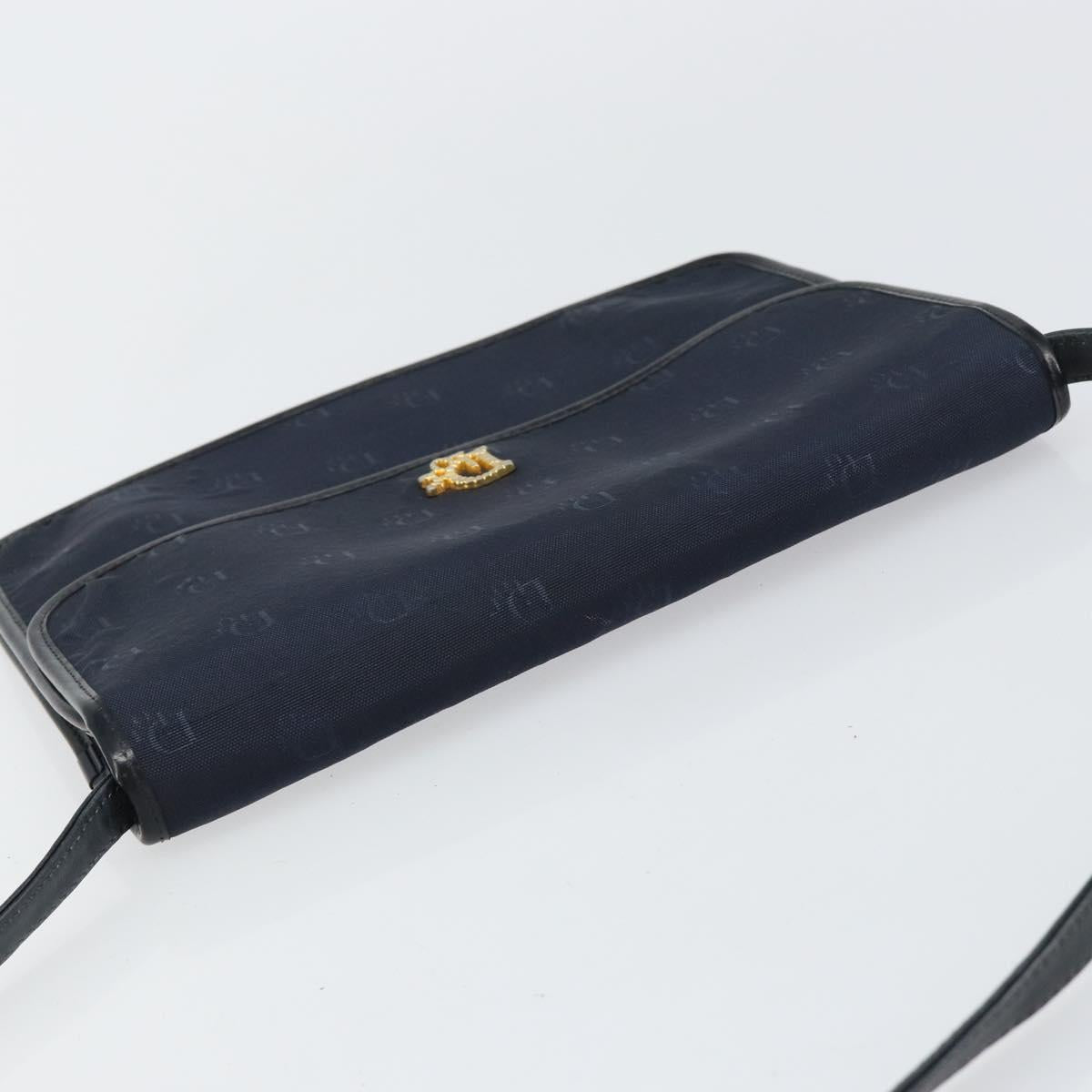 Christian Dior Shoulder Bag Nylon Navy Gold Auth BA6626