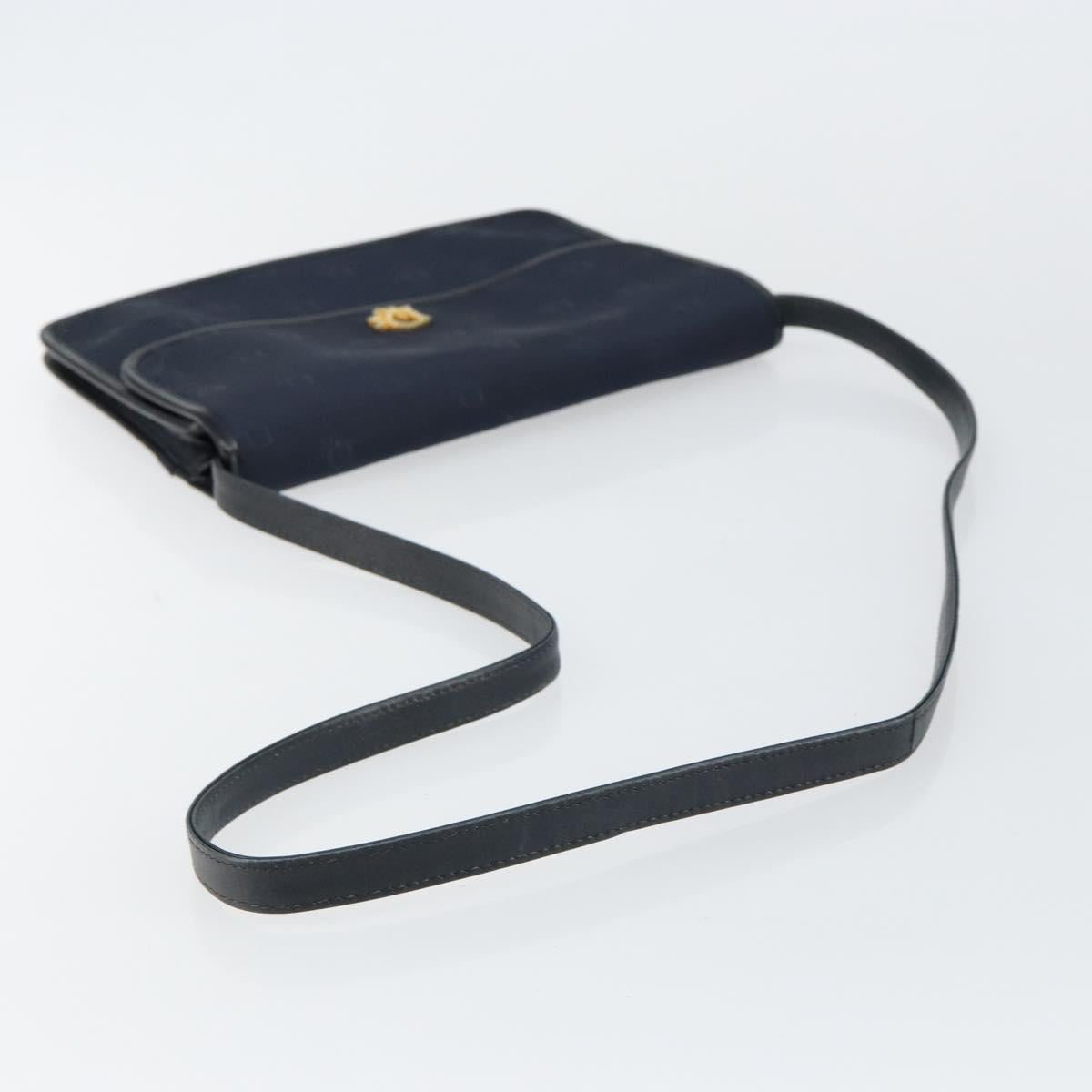 Christian Dior Shoulder Bag Nylon Navy Gold Auth BA6626