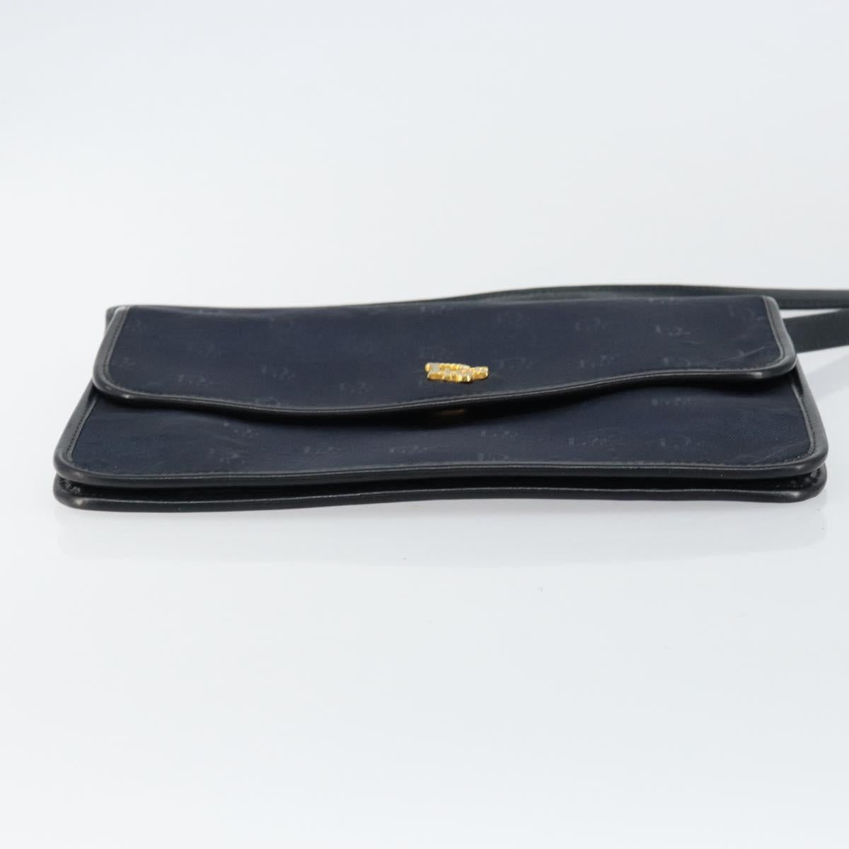 Christian Dior Shoulder Bag Nylon Navy Gold Auth BA6626