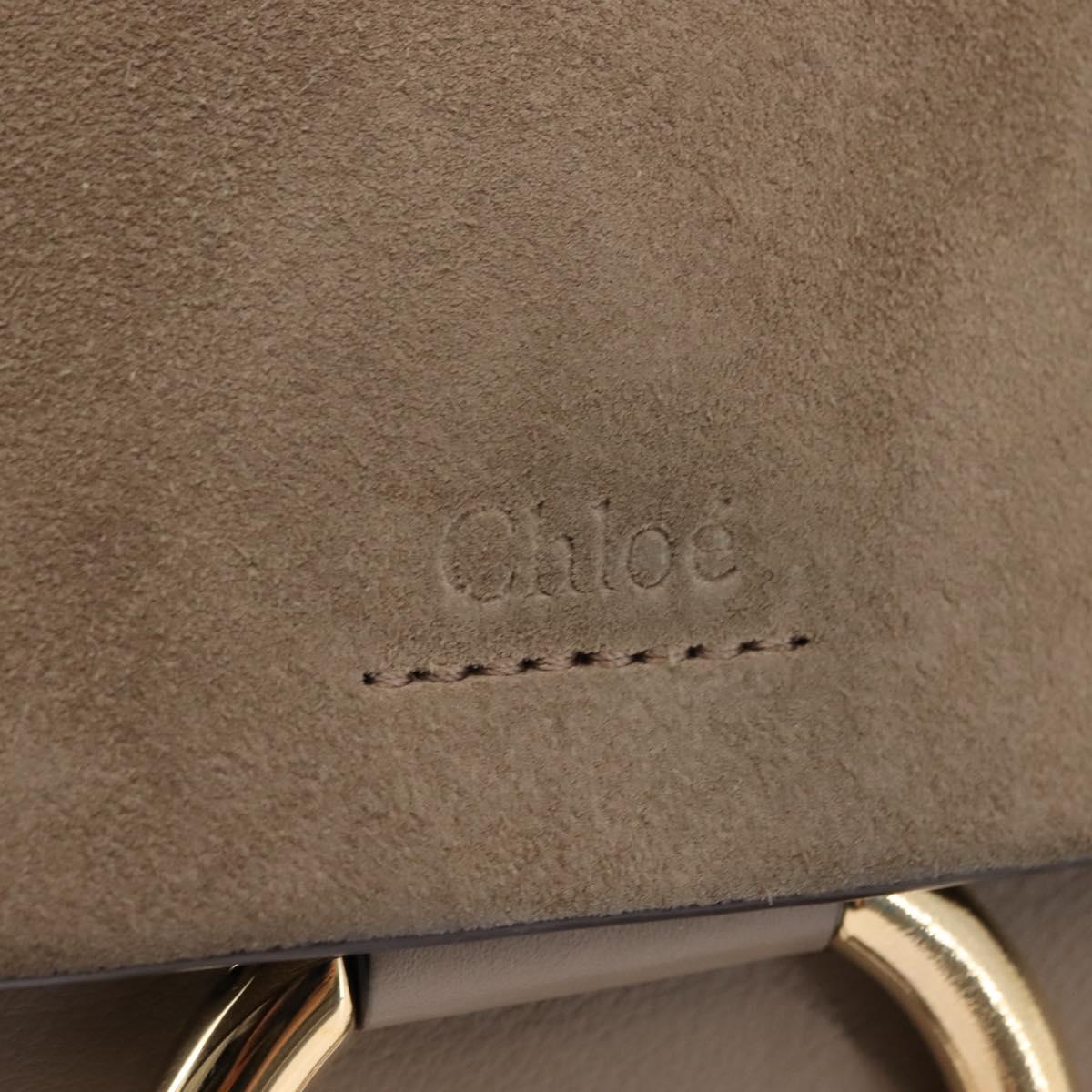 Chloe Fay Shoulder Bag Suede Leather Beige Gold Auth BA6627
